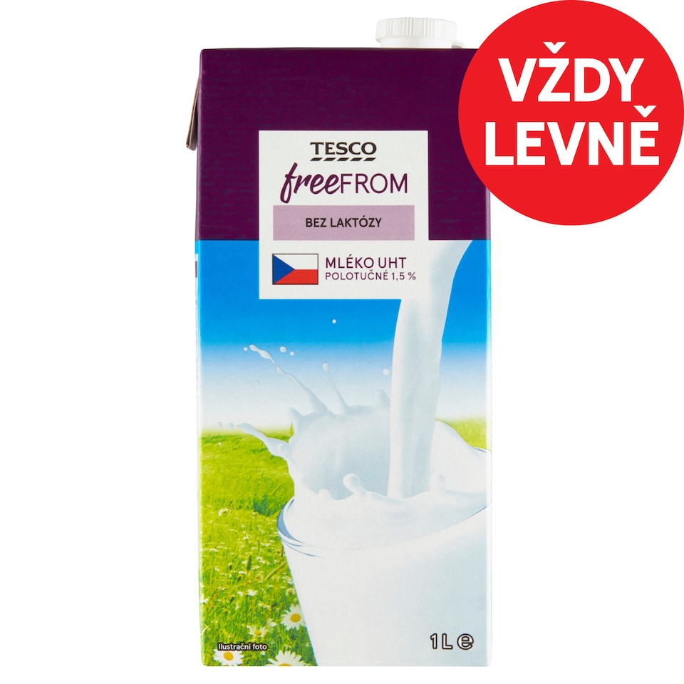 Tesco Free From Mléko UHT polotučné 1,5% 1l