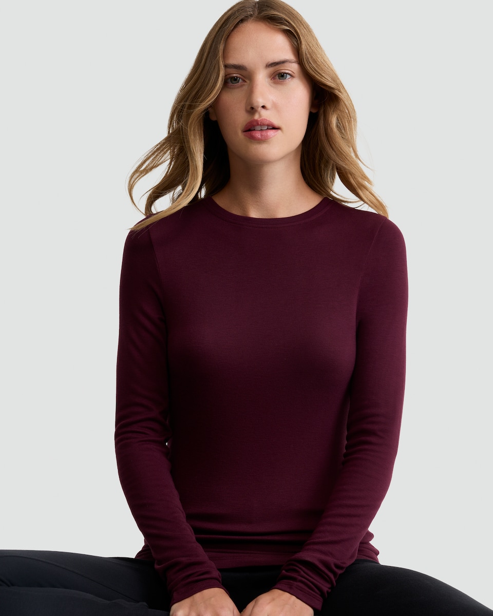 image 1 of F&F Medium Warmth Long Sleeved Thermal Top in Purple