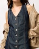 image 3 of F&F Pure Cotton Button Up Denim Mini Dress in Navy