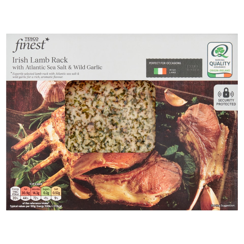Tesco Finest Irish Lamb Rack with Atlantic Sea Salt & Wild Garlic 500g 