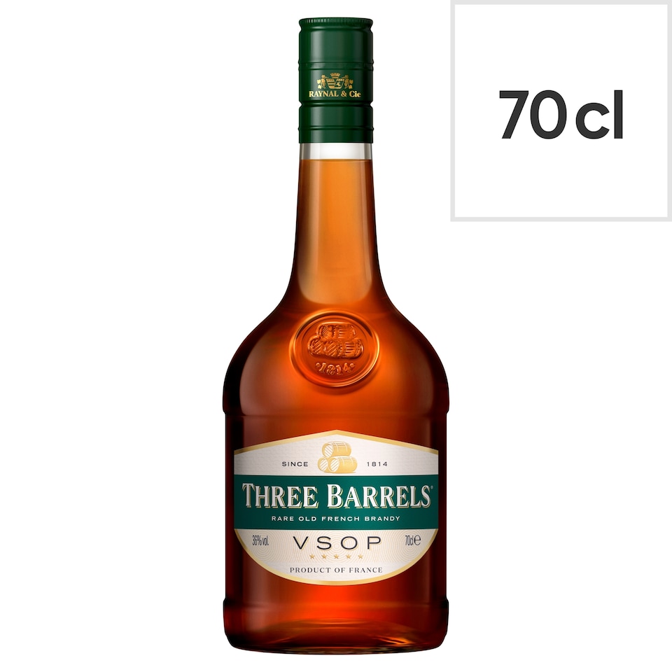 THREE BARRELS   BRANDY          70CL            