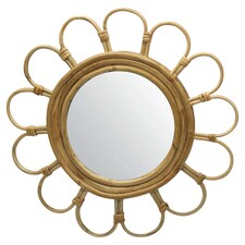 F&F Home Round Rattan Mirror