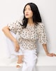 image 4 of F&F Shirred Puff Sleeve Blouse in Cream