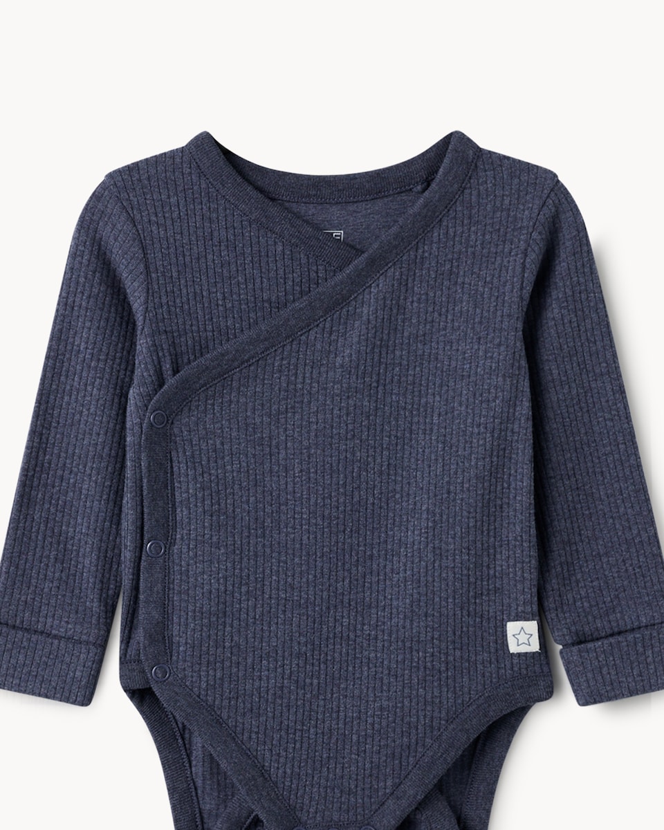 image 1 of F&F Baby 3-Pack Cotton Rich Bodysuits in Blue