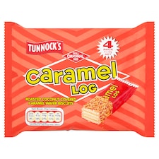 Tunnocks Caramel Log Wafer Biscuit 4 Pack 132G