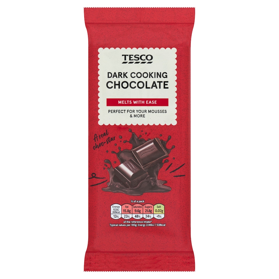 Tesco Dark Cooking Chocolate 150G