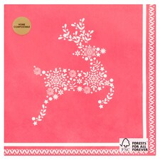 Tesco Fair Isle Reindeer Napkin 3Ply 20 Pack