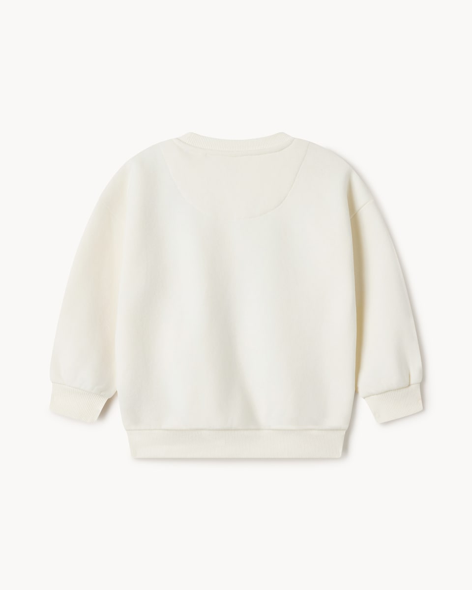 image 1 of F&F Girls Cotton Rich Heart Print Sweatshirt in Cream