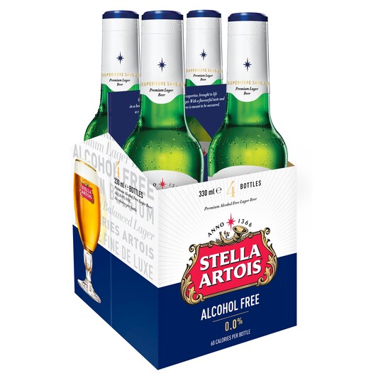 Stella Artois Premium Alcohol Free Lager Beer 4X330ml Tesco Groceries