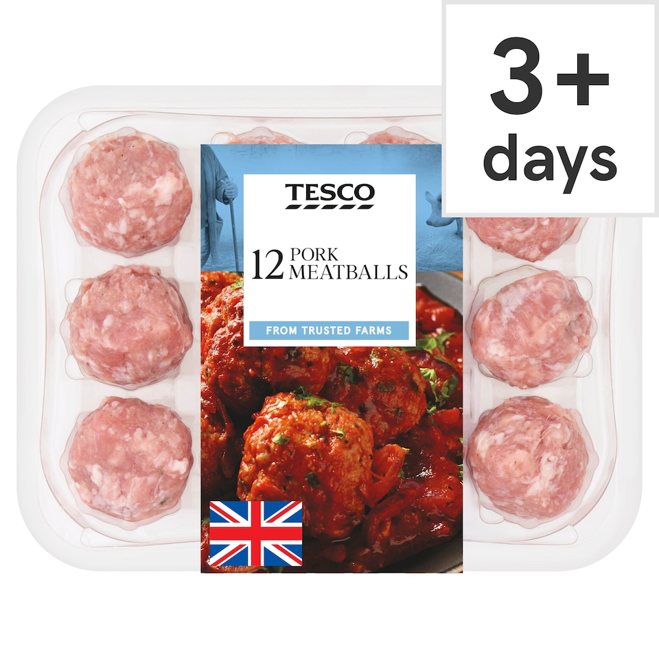 Tesco 12 British Pork Meatballs 336g