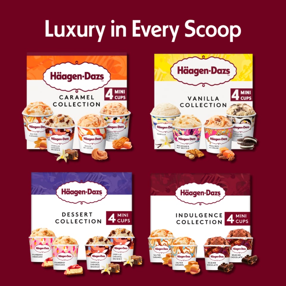 image 1 of Haagen-Dazs Indulgence Collection Mini Cups Ice Cream 4x95ml