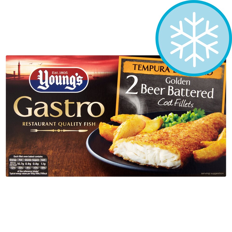 Youngs Gastro 2 Beer Batter Cod Fillets 270G