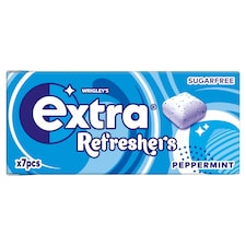 Extra Refreshers Peppermint Sugarfree Chewing Gum Handy Box 7 pieces