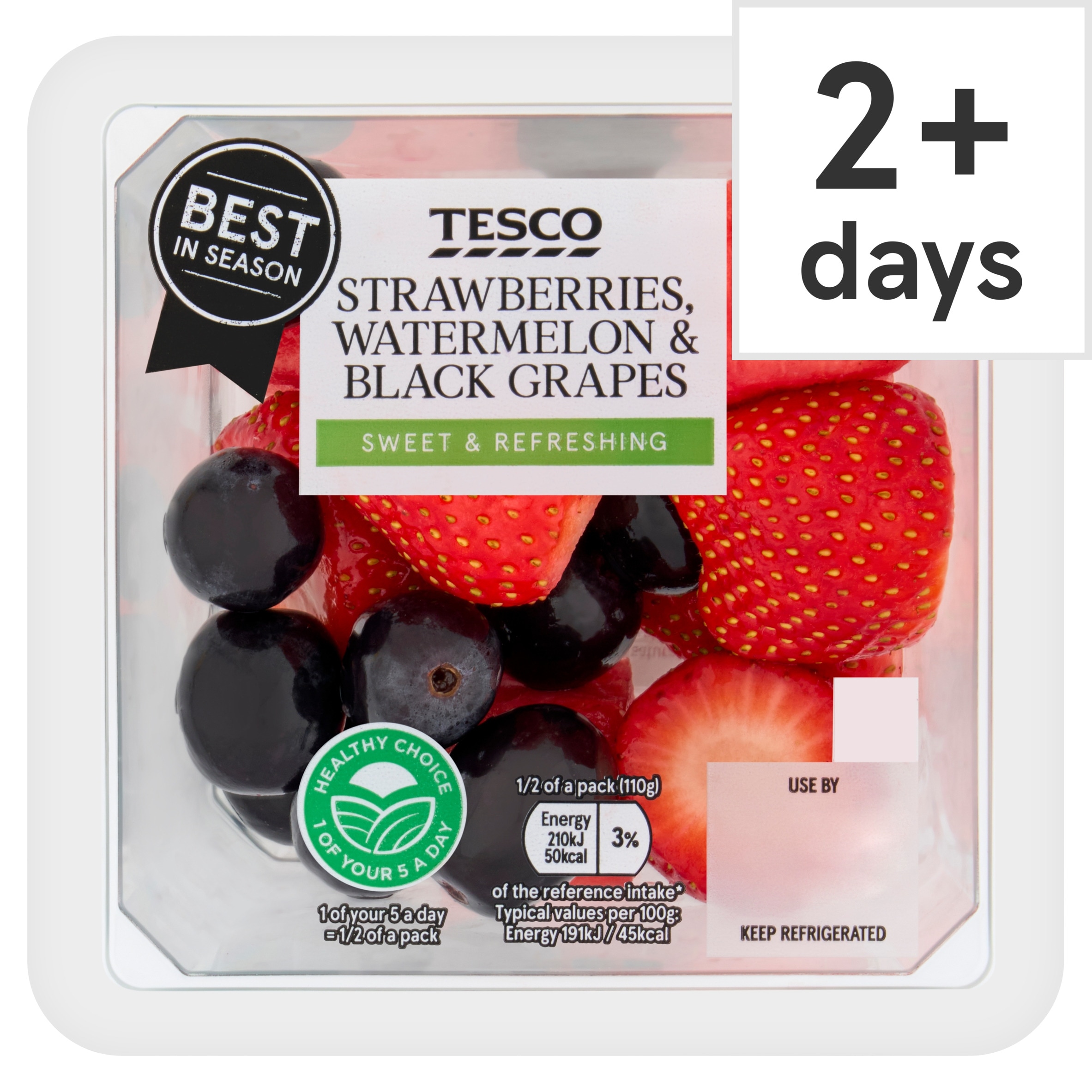 Tesco Watermelon Strawberry & Black Grape 220G