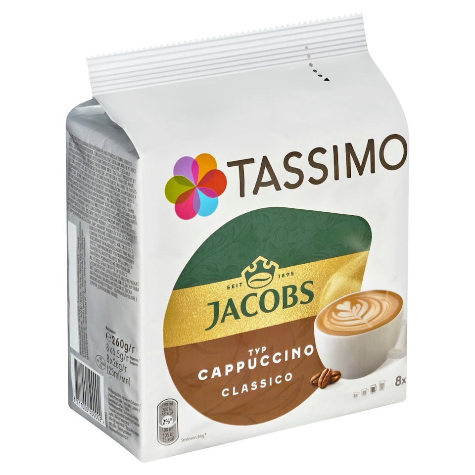 Tassimo Jacobs Cappuccino Classico pražená mletá káva v kapslích 8 ks 260g