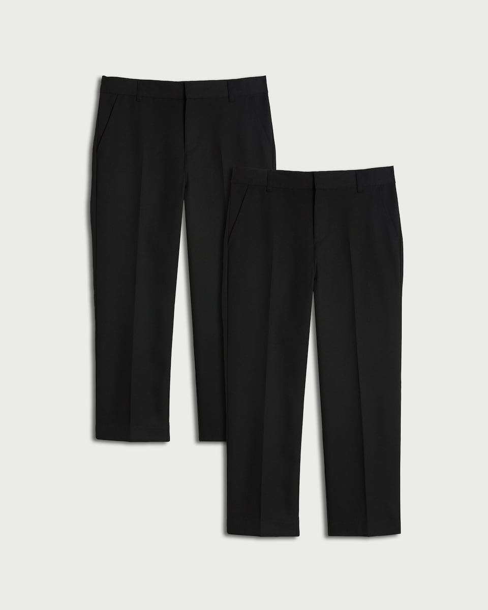 image 1 of F&F School Boys 2-Pack Generous Fit Trousers in Black