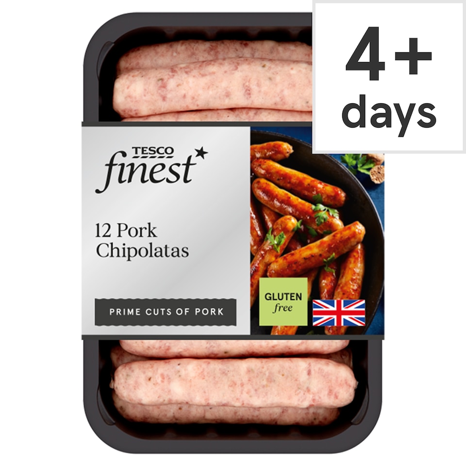 Tesco Finest 12 Pork Chipolata 375G