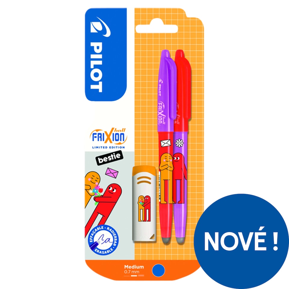 Pilot Frixion Ball Bestie Flowers Friends modré pero X2 0,7 mm 2 ks + guma