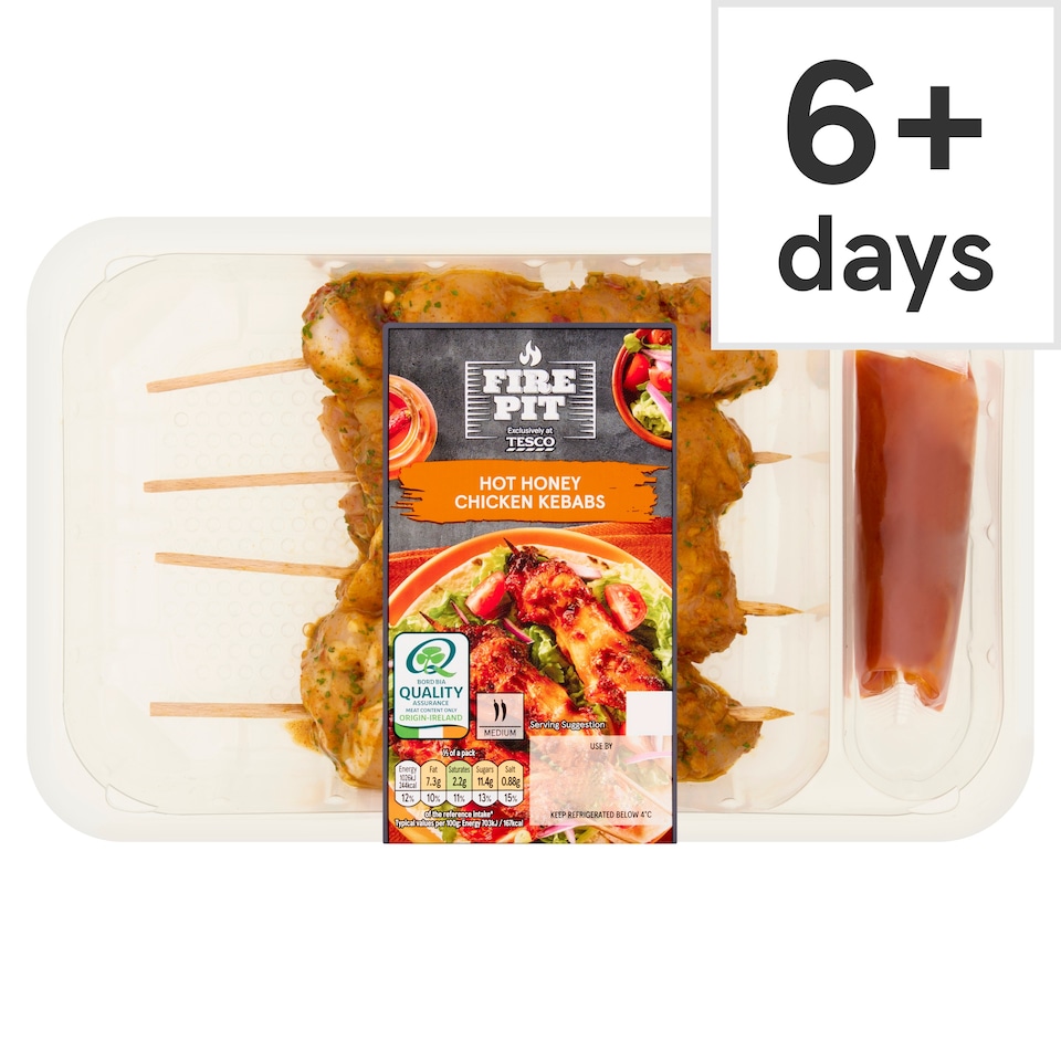 Tesco Fire Pit Hot Honey Chicken Kebabs 400g