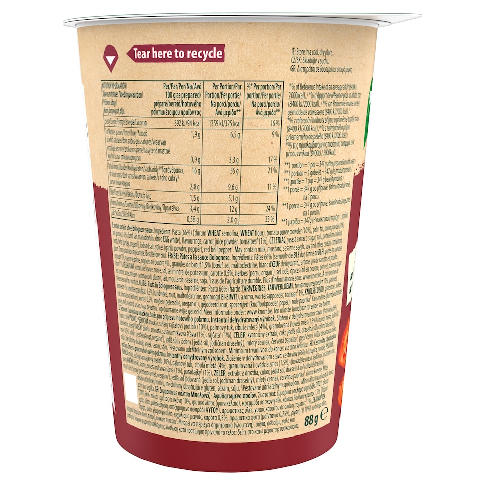 image 1 of Knorr Quick Lunch Xxl Pasta Bolognese 88G
