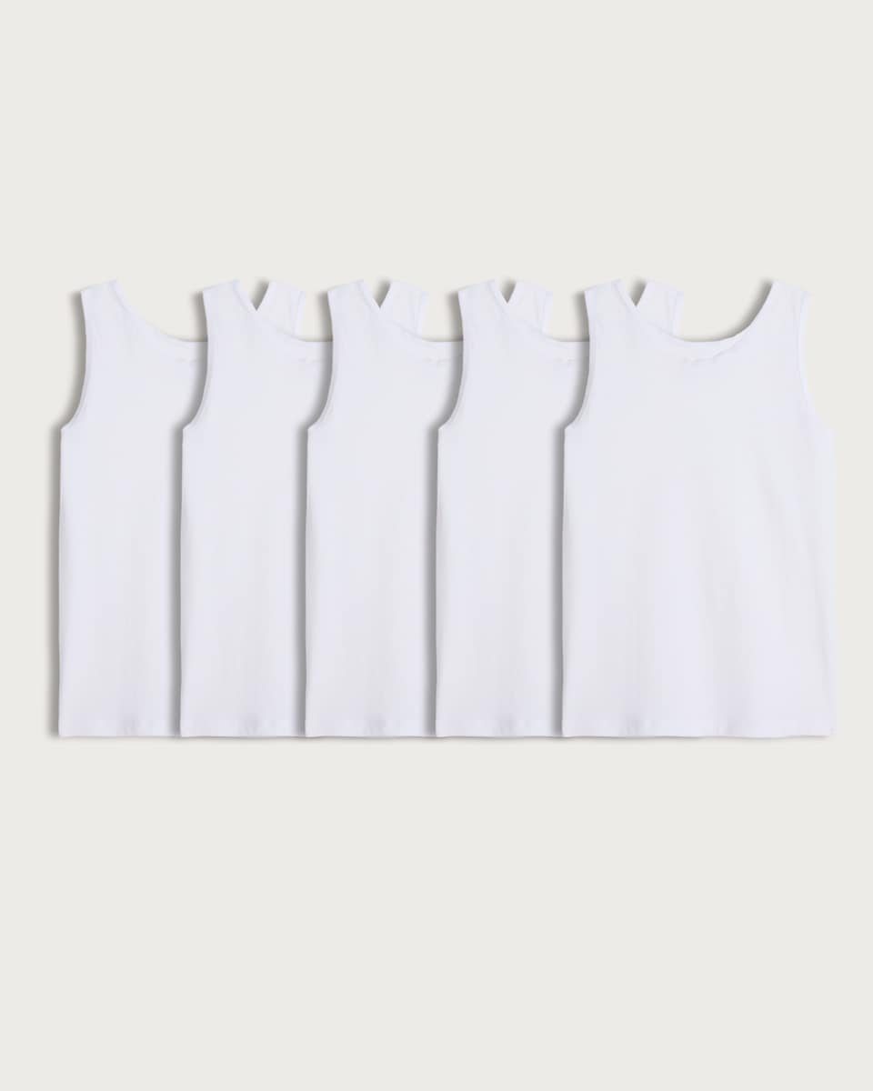 image 1 of F&F School Girls 5-Pack Pure Cotton Vests in Multi