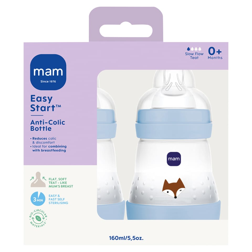 image 1 of Mam Easy Start Anti-Colic Bottle 0+ Months 2 x 160ml
