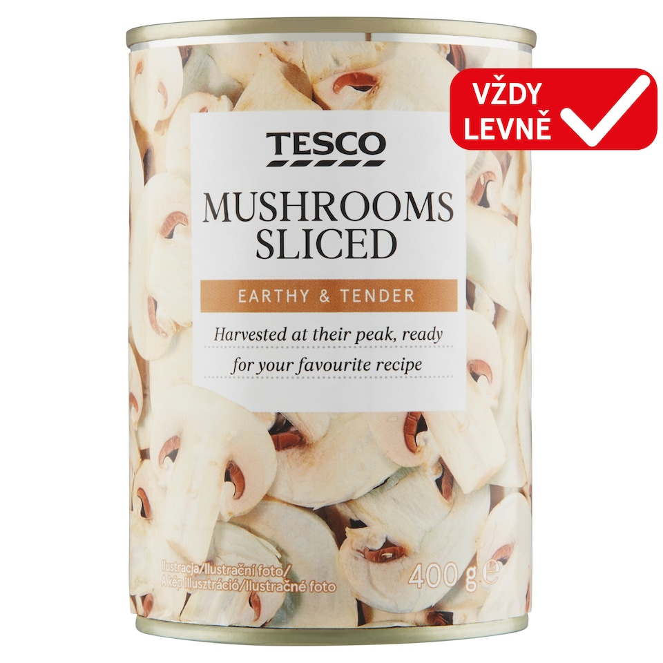 Tesco Krájené žampiony ve slaném nálevu 400g