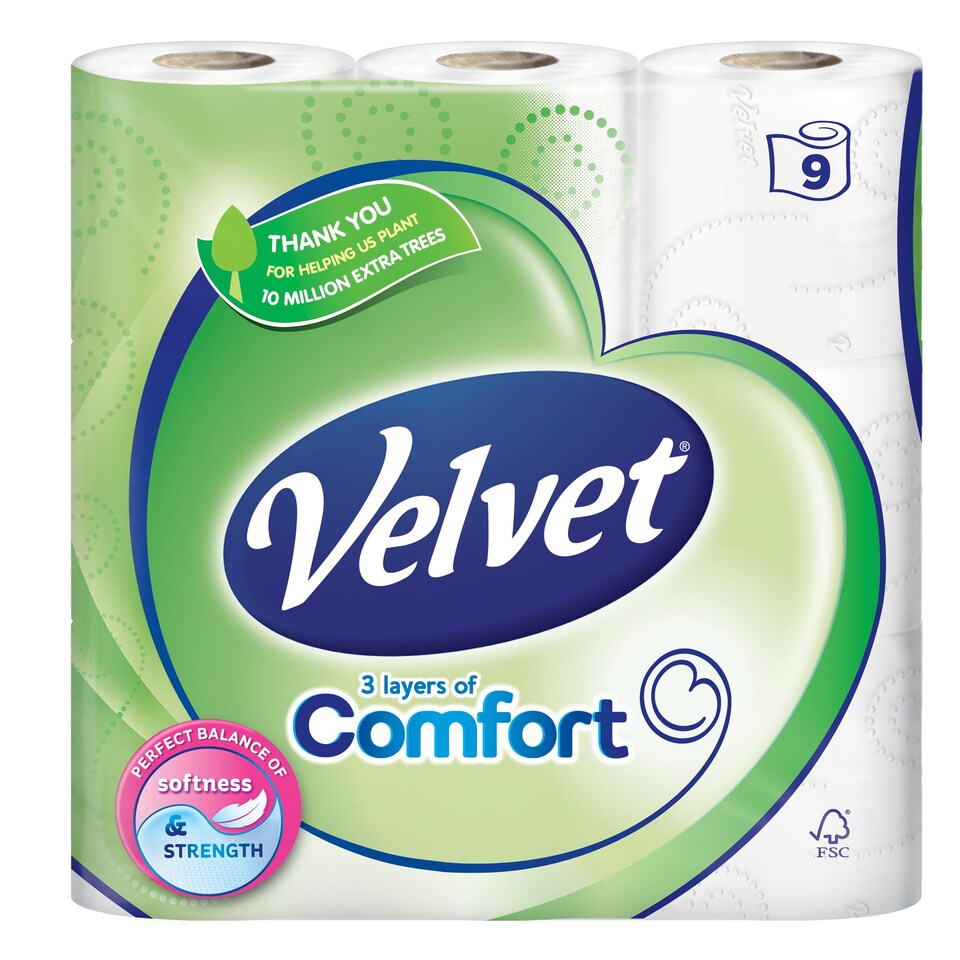 Velvet Toilet Tissue White 9 Roll