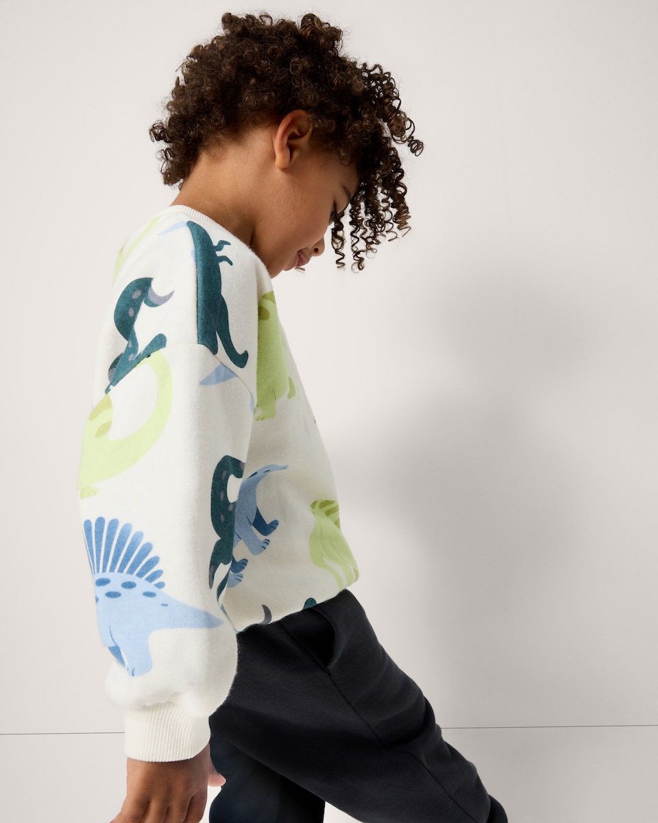 image 1 of F&F Boys Cotton Rich Dinosaur Sweatshirt in Multi