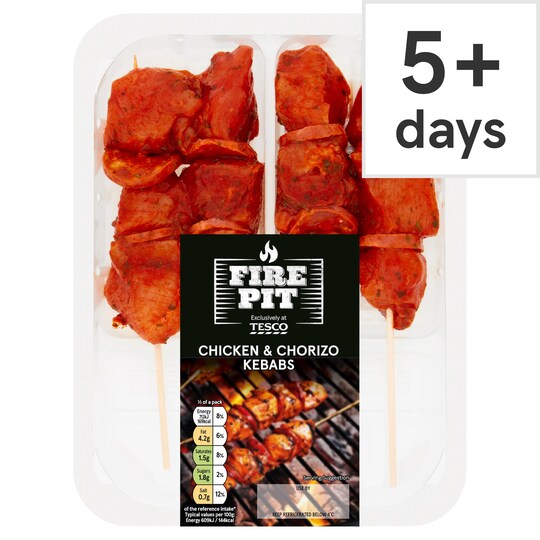 Tesco Chicken & Chorizo Kebabs 272G Tesco Groceries