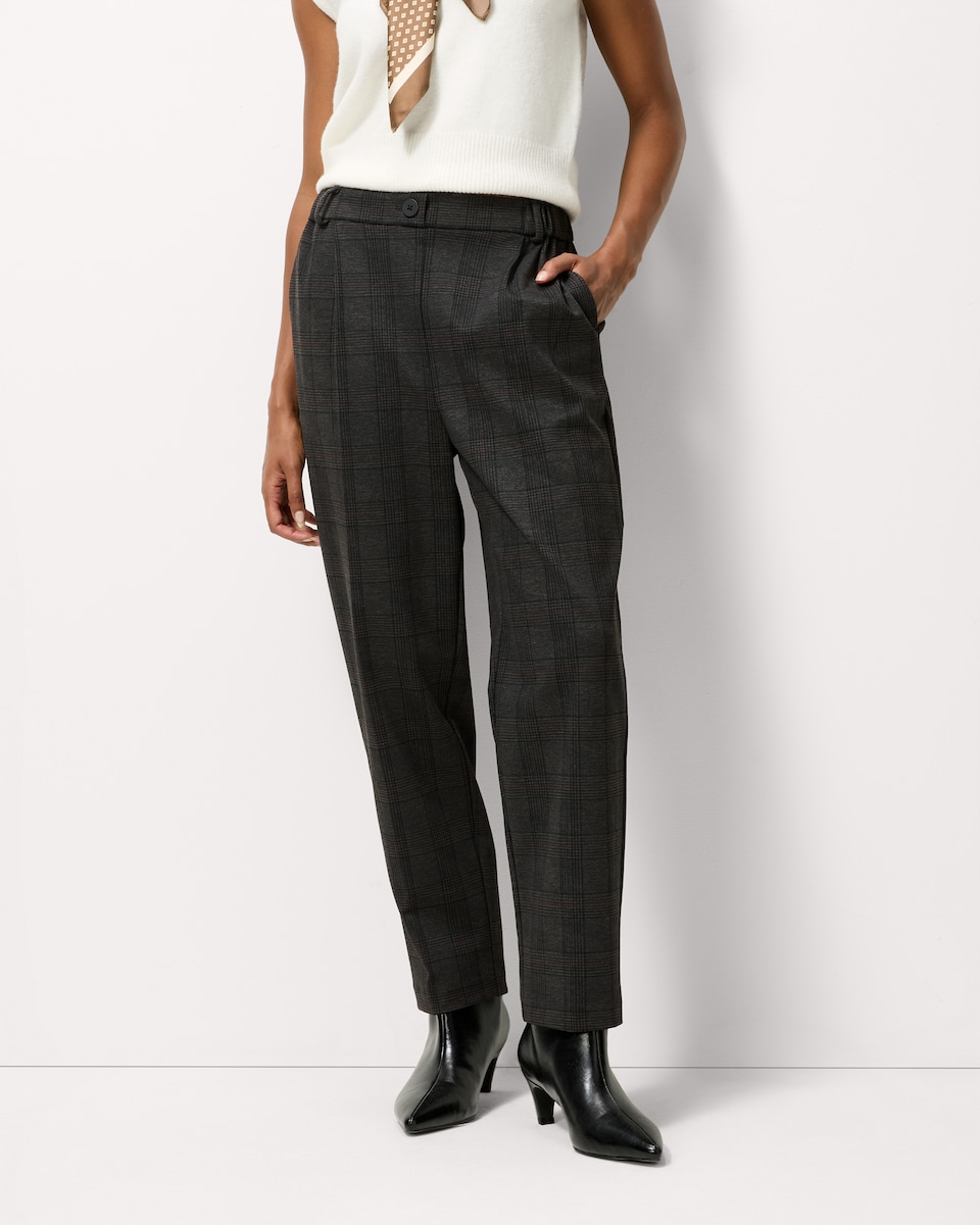 image 1 of F&F Ponte Check Jacquard Skinny Fit Trousers in Multi Grey