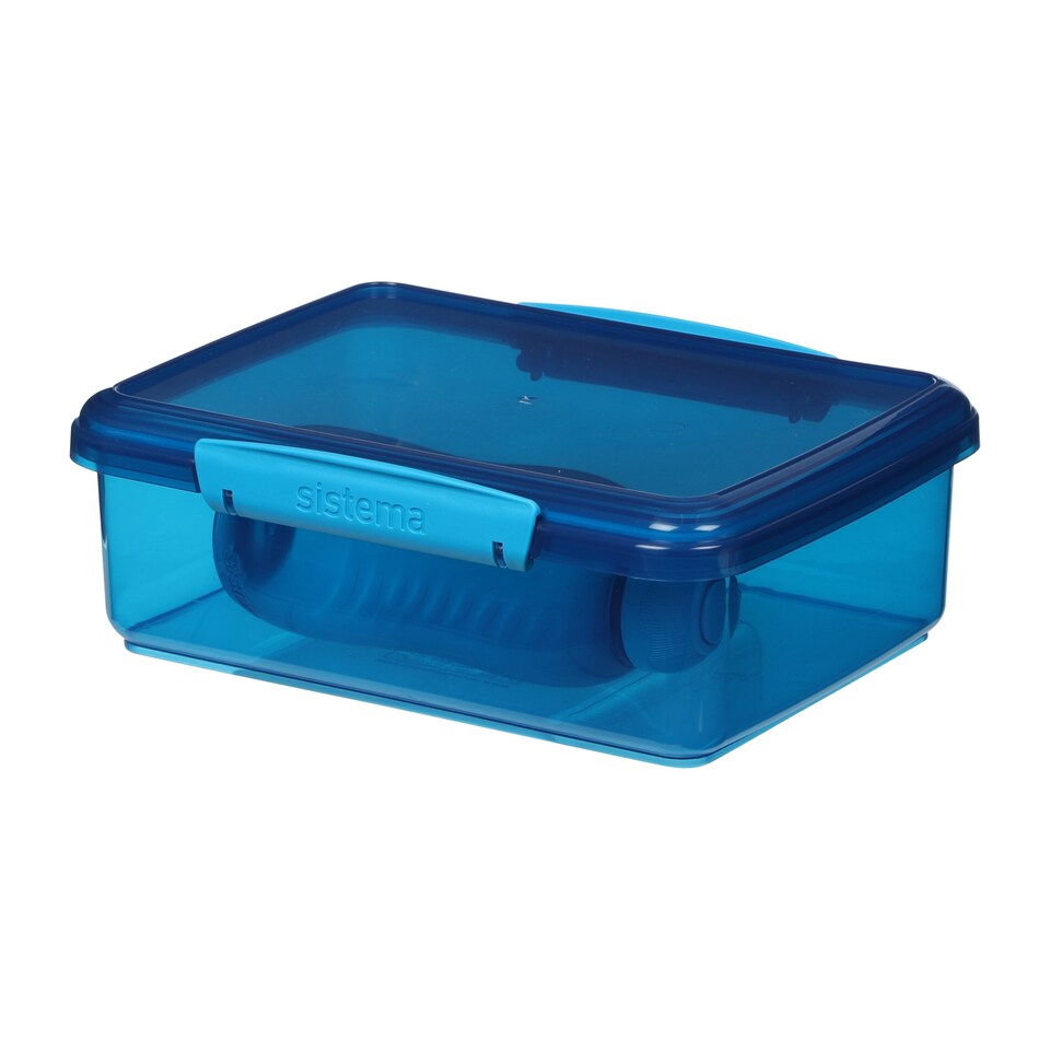 image 1 of  Sistema Blue Rectangle Lunch Box 2L with Water Bottle 330ml