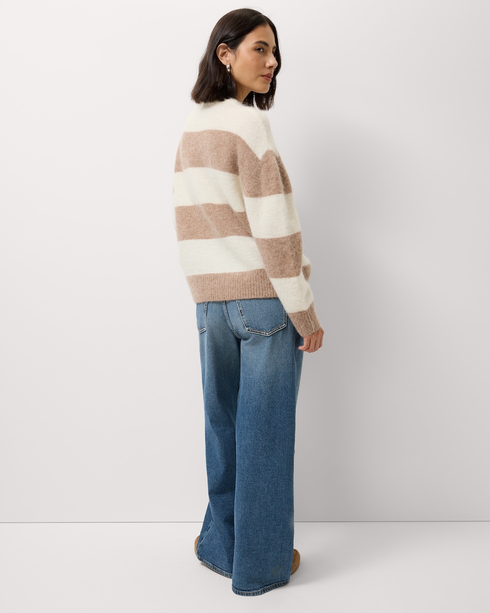 image 1 of F&F Alpaca Wool Blend Striped Jumper in Neutral