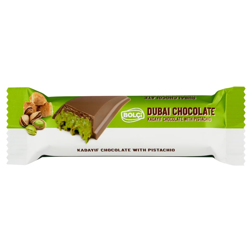 obrázok 1 z Bolçi Dubai Chocolate mliečna čokoláda plnená pistáciovo-kadayifovým krémom 30 g