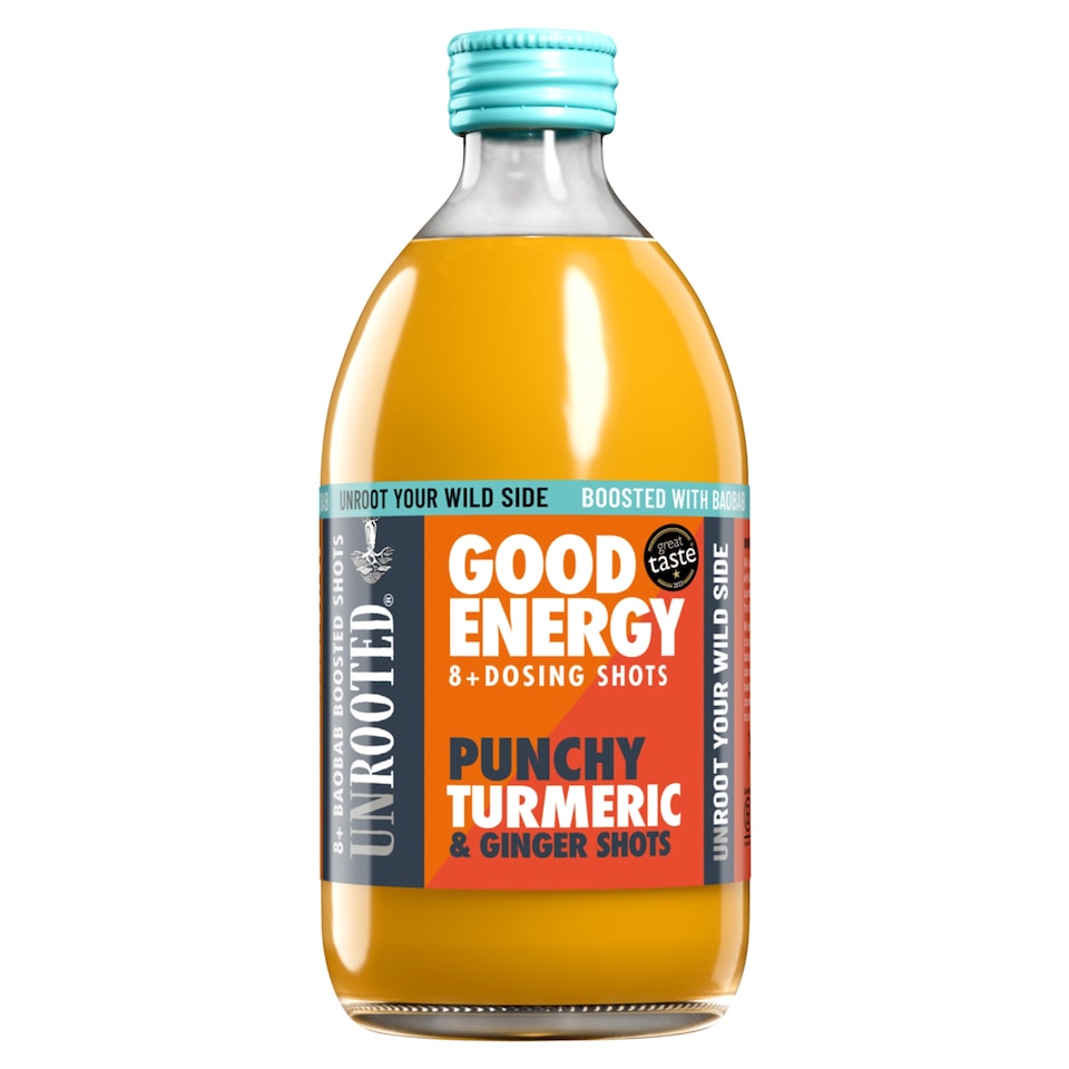 Unrooted Good Energy Punchy Turmeric and Ginger 8 Dosing Shots 500ml
