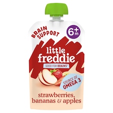 Little Freddie Organic Brain Support Strawberries, Banana & Apple pouch 6m+ 90g