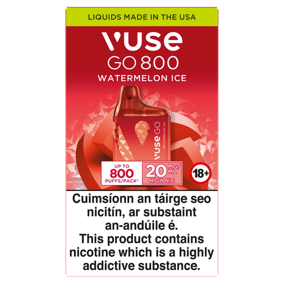 Vuse Go 800 Disposable Watermelon Ice Vape 20Mg/Ml