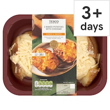 Tesco 2 Baked Potatoes With Cheddar 450G