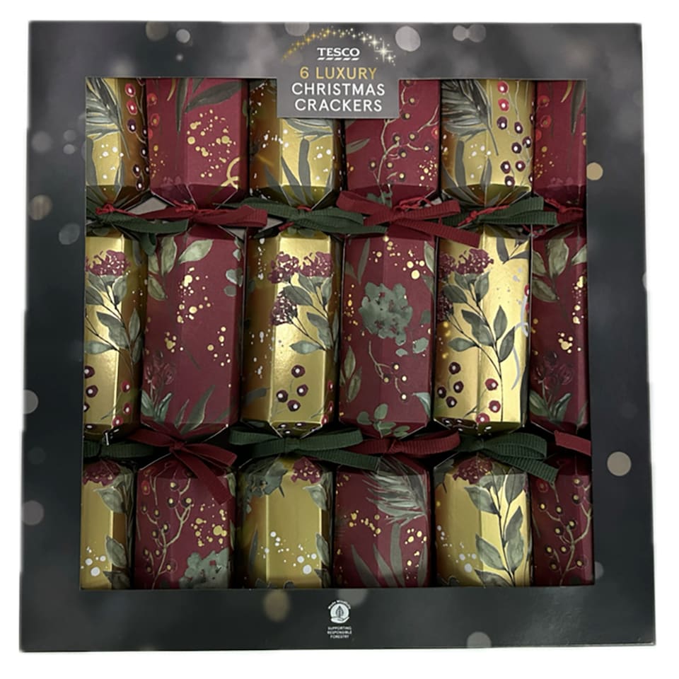 image 1 of Tesco Rich Berries Luxury Christmas Crackers 6 Pack