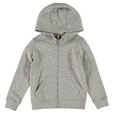F&F School Unisex Cotton Rich Zip-Up Hoodie in Grey Marl