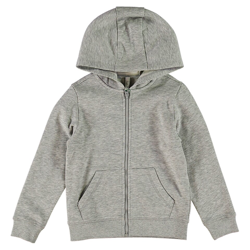 F&F School Unisex Cotton Rich Zip-Up Hoodie in Grey Marl