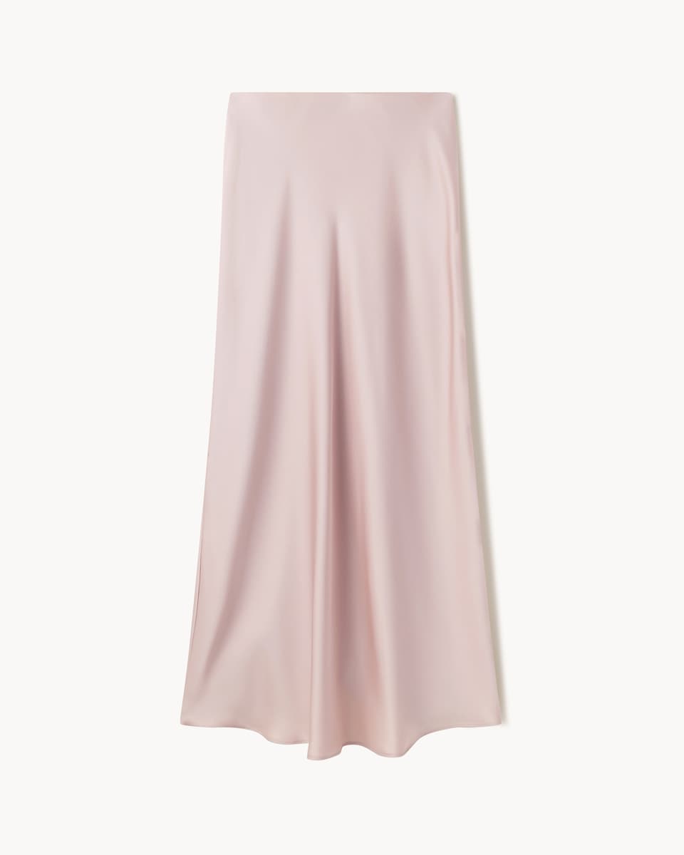 image 1 of F&F Satin Midi Slip Skirt in Pink