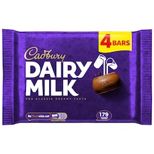 Cadbury Dairy Milk Chocolate Bar 4 Pack Multipack 134g