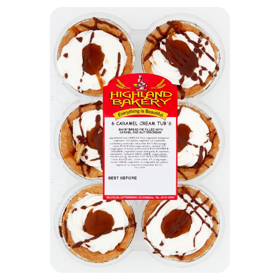 Highland Bakery Caramel Cream Tubs 6 Pack
