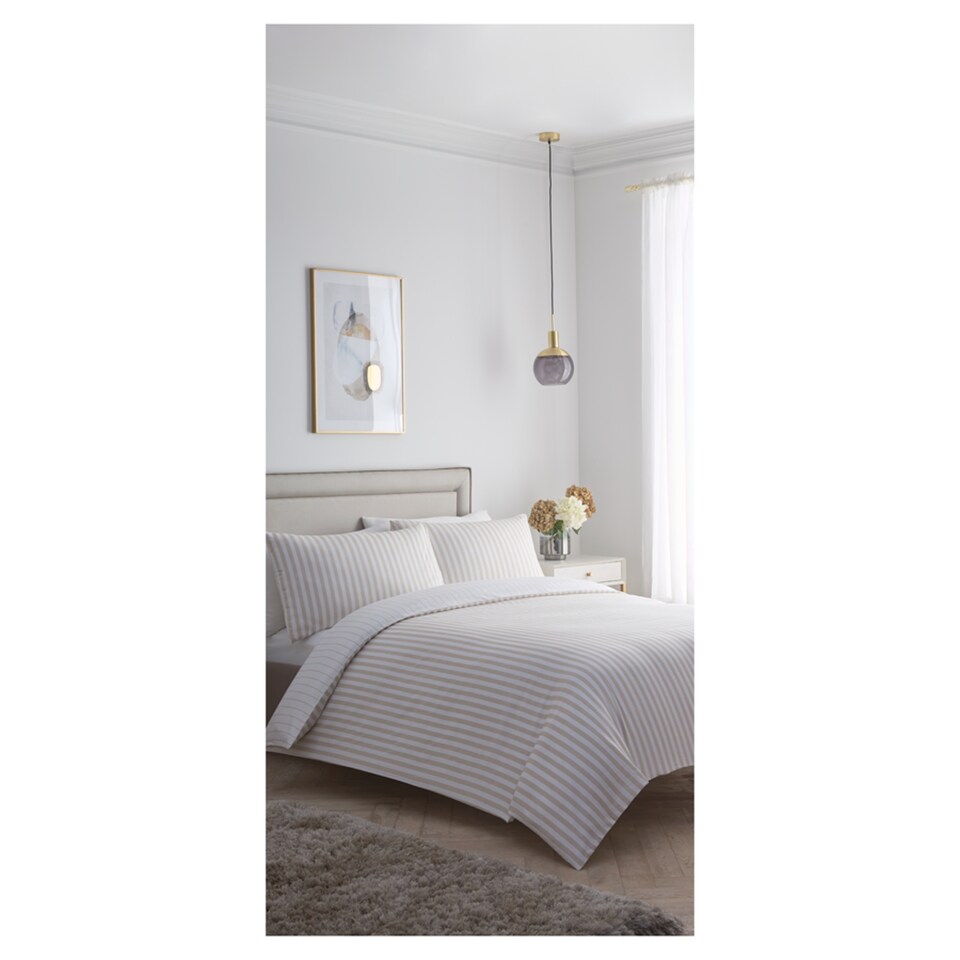  West Park Natural Stripe Duvet Set Superking