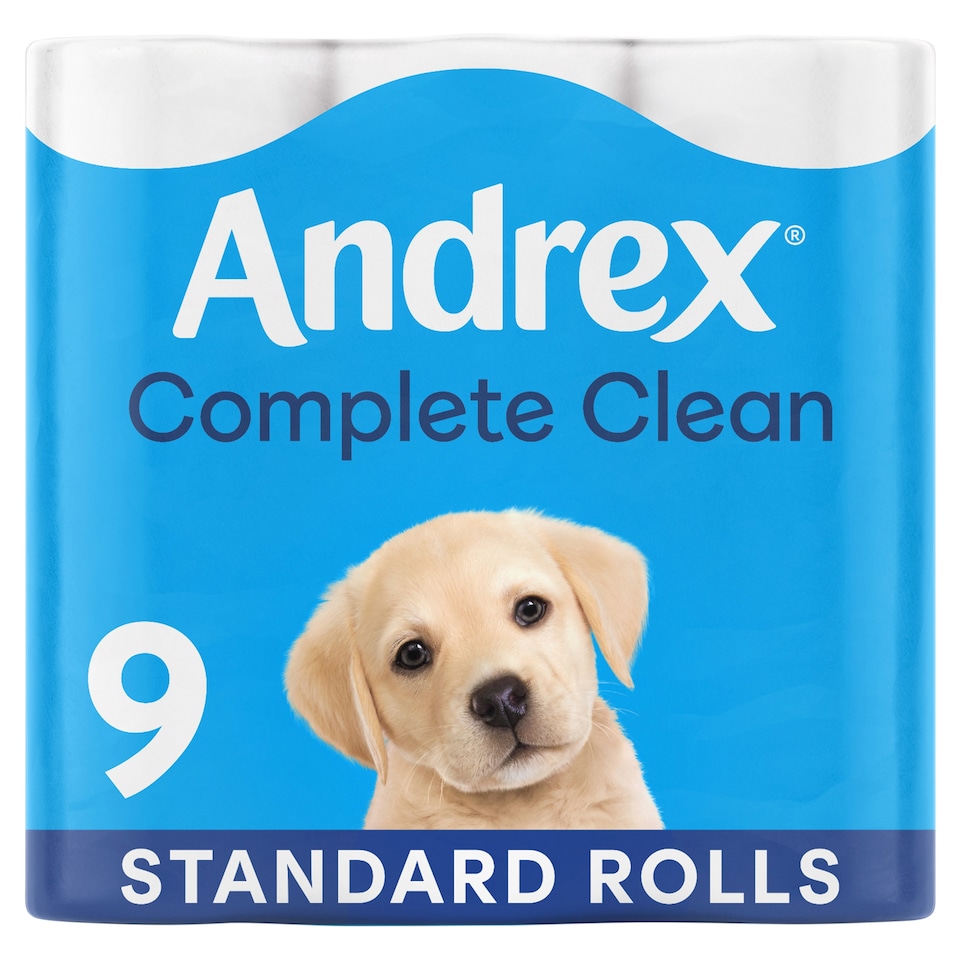 image 1 of Andrex Complete Clean Toilet Tissue Standard Rolls 9 Rolls