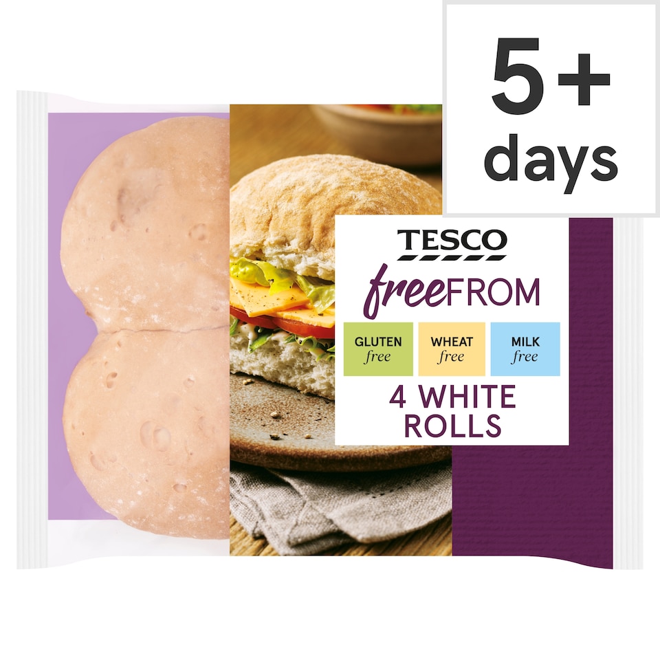 Tesco Free From White Bread Rolls 4 Pack