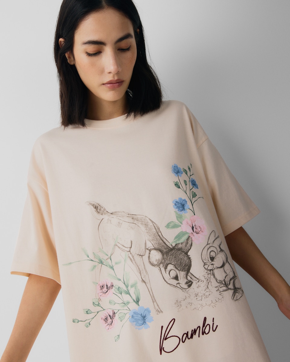image 1 of Disney Bambi Pure Cotton Pyjama Nightdress in Pink