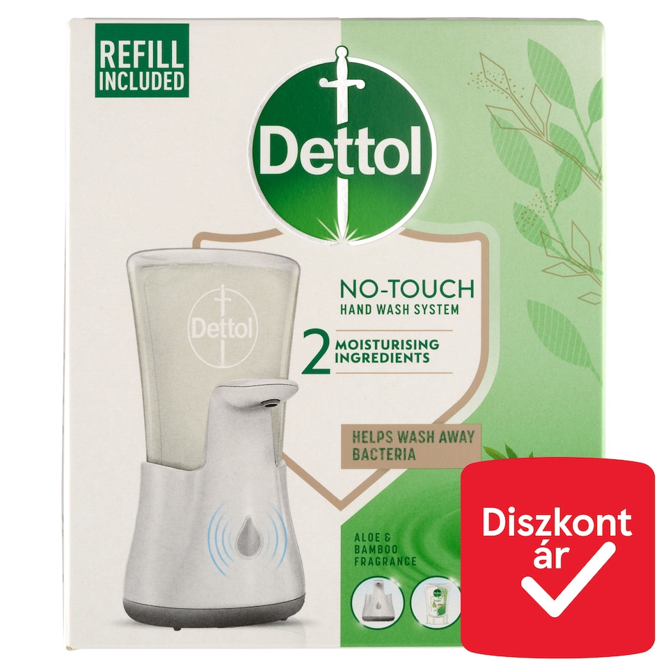 Dettol érintés nélküli szappanadagoló készülék + Aloe Vera és Bambusz utántöltő 250 ml  1. kép