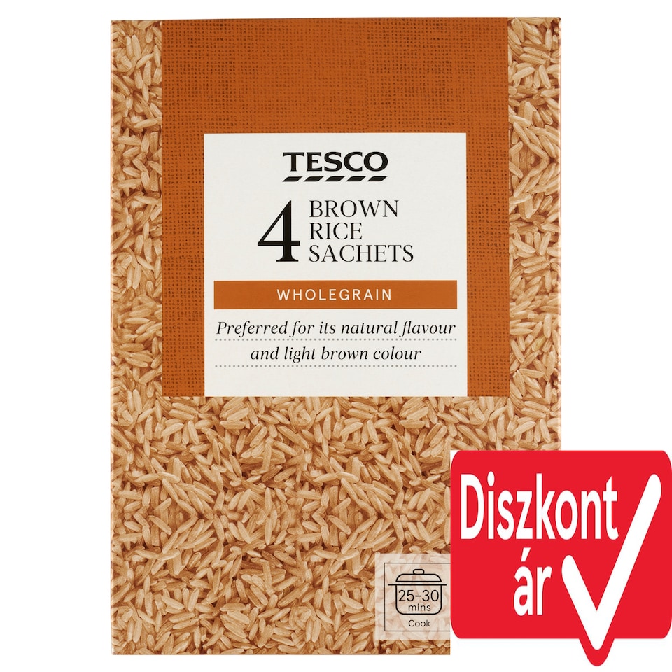 Tesco Brown Rice in Cooking Bag 4 x 125 g (500 g)